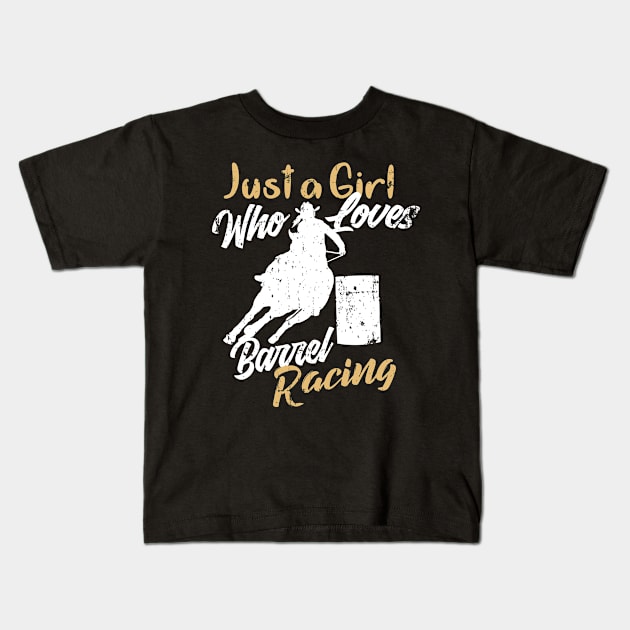 Cowgirl who loves Barrel Racing Kids T-Shirt by Gold Wings Tees